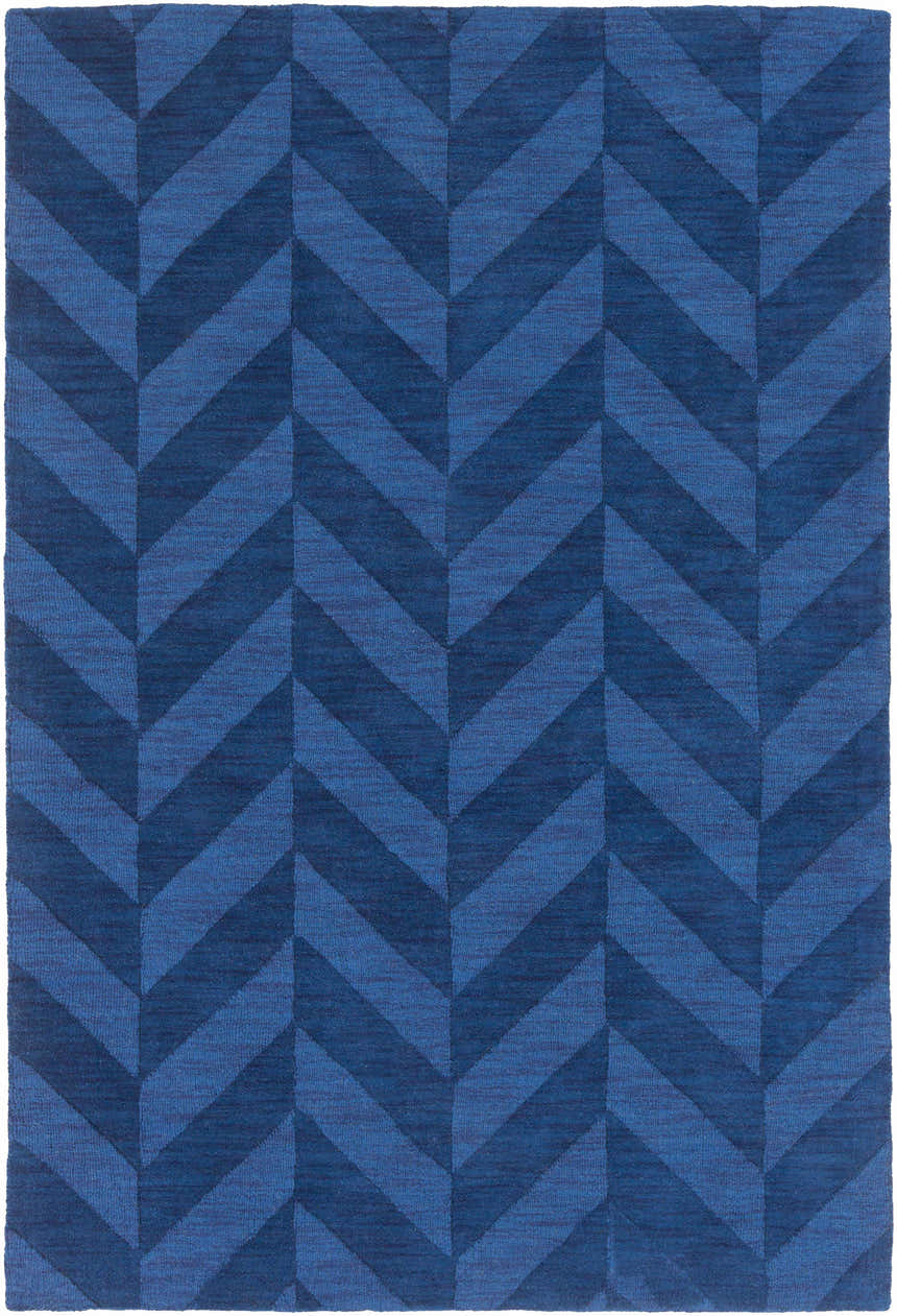 Navy Searsmont Area Rug with a bold chevron pattern. Modern design rug in two shades of blue. Clearance item. Design-Rectangle-576