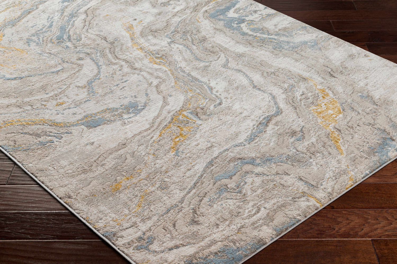 Beige Blue Akins Marble Rug - Clearance