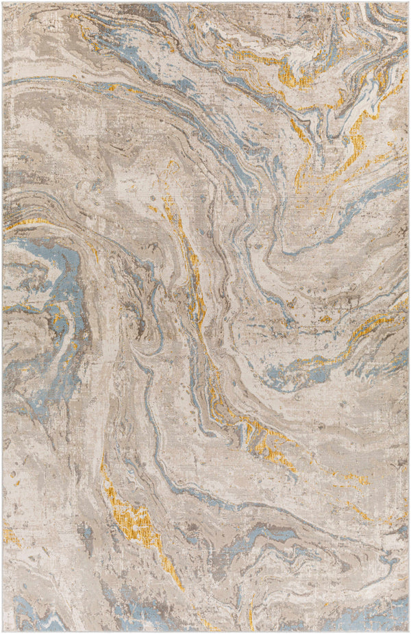 Beige Blue Akins Marble Rug - Clearance