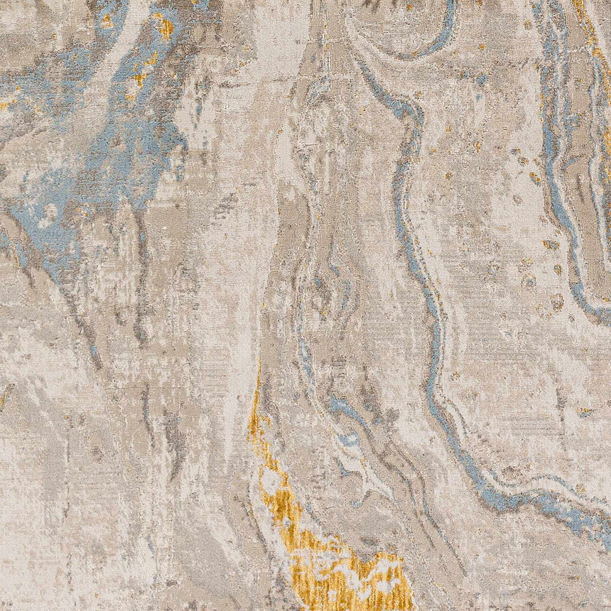 Beige Blue Akins Marble Rug - Clearance