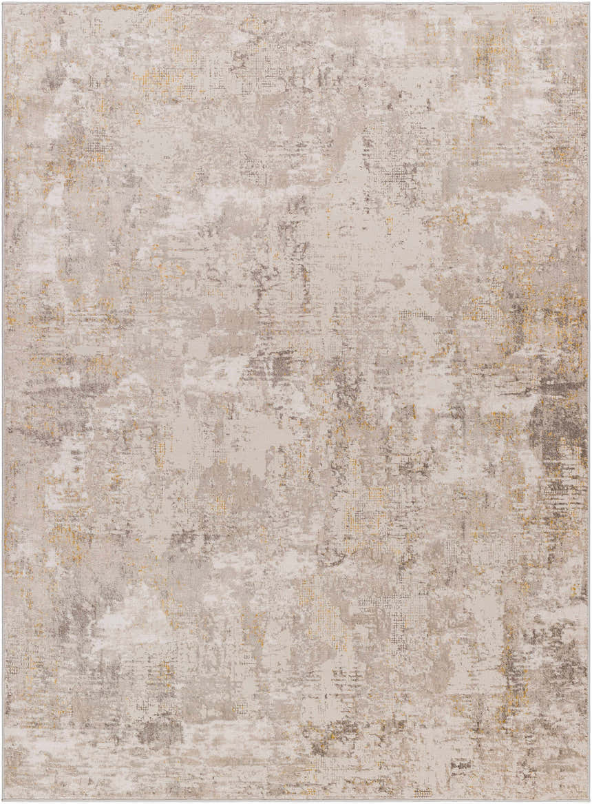 Close-up of the Rama Cream Area Rug, a contemporary rug with beachhouse, gray, and nutmeg colors. Design-Rectangle-537