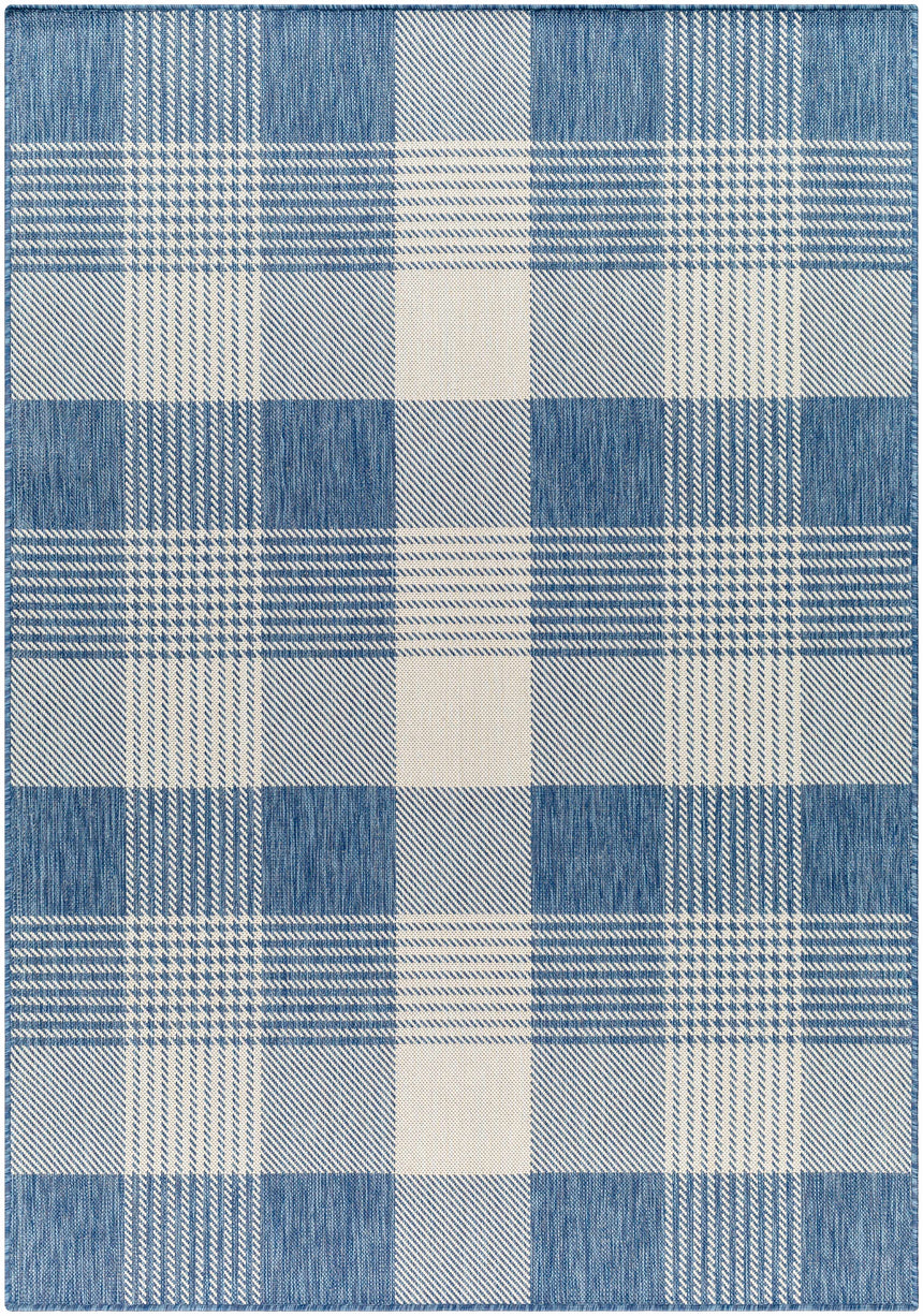 Aubin Blue Plaid Area Rug - Clearance
