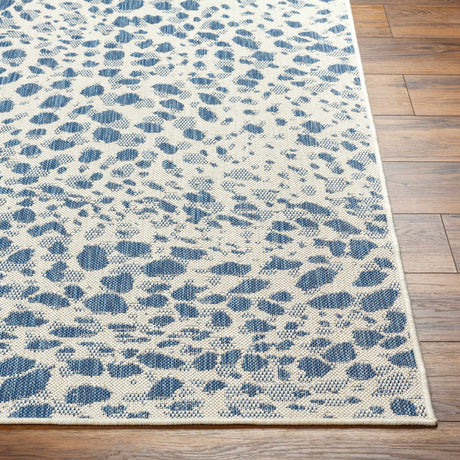 Erno Blue Leopard Print Area Rug - Clearance