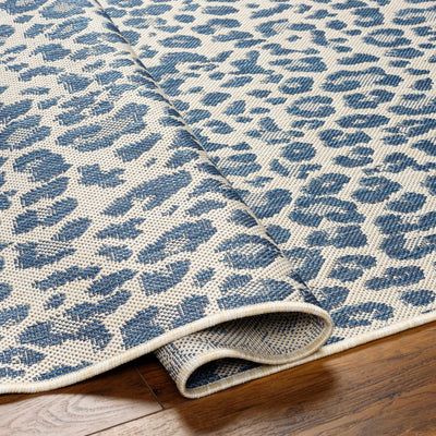 Garbo Blue Leopard Print Area Rug