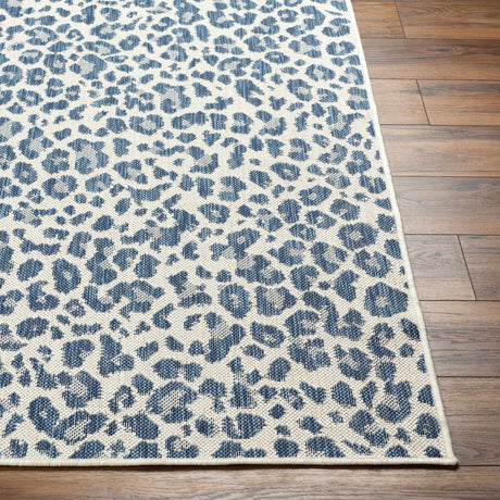 Garbo Blue Leopard Print Area Rug - Clearance