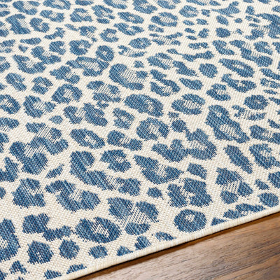 Garbo Blue Leopard Print Area Rug