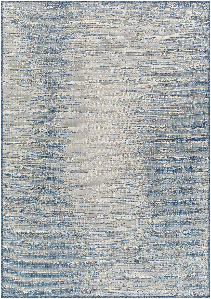 Close-up of the Medi Silver Blue Area Rug, showcasing its woven texture and subtle beige and blue color variations. Design-Rectangle-537