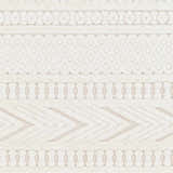 Close-up of the Jove Cream Outdoor Rug. Southwestern style with geometric and circular patterns in cream and beige. Swatch