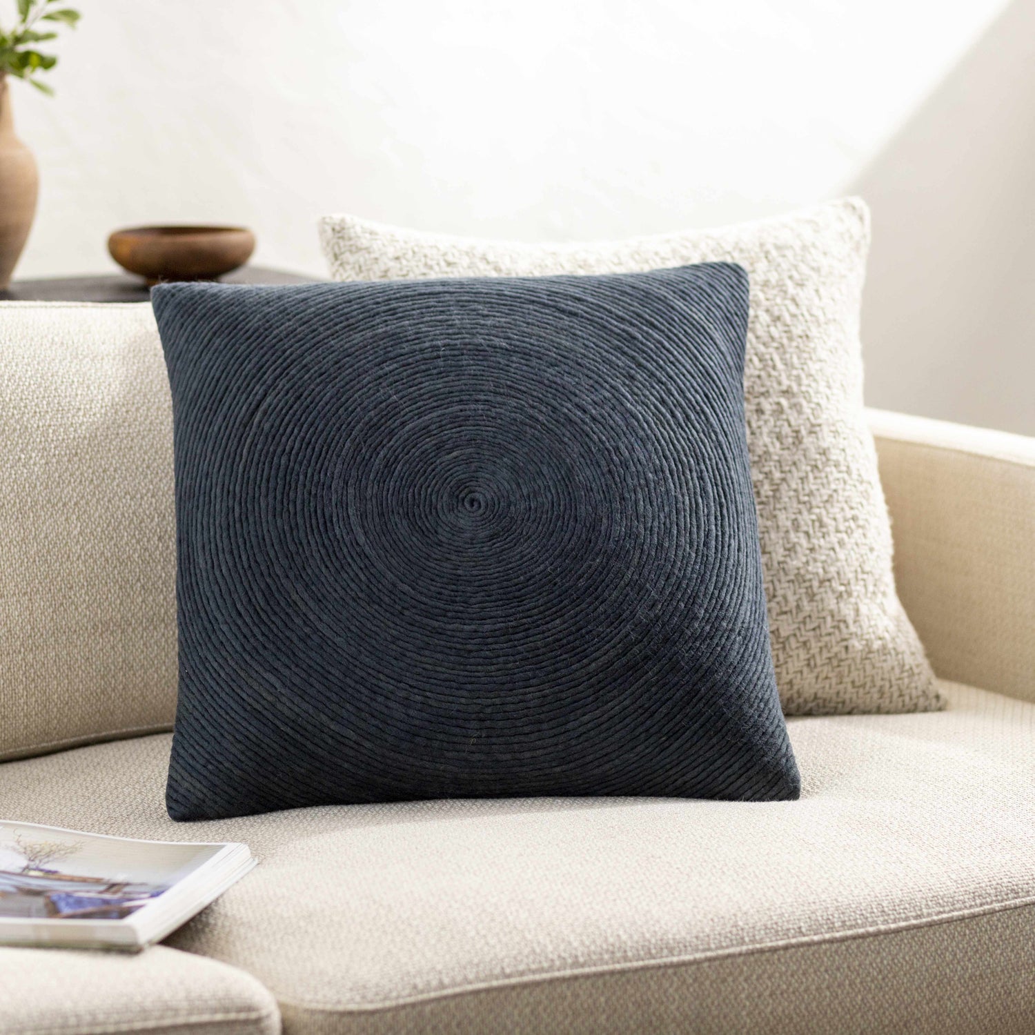 Leora Midnight Blue Throw Pillow