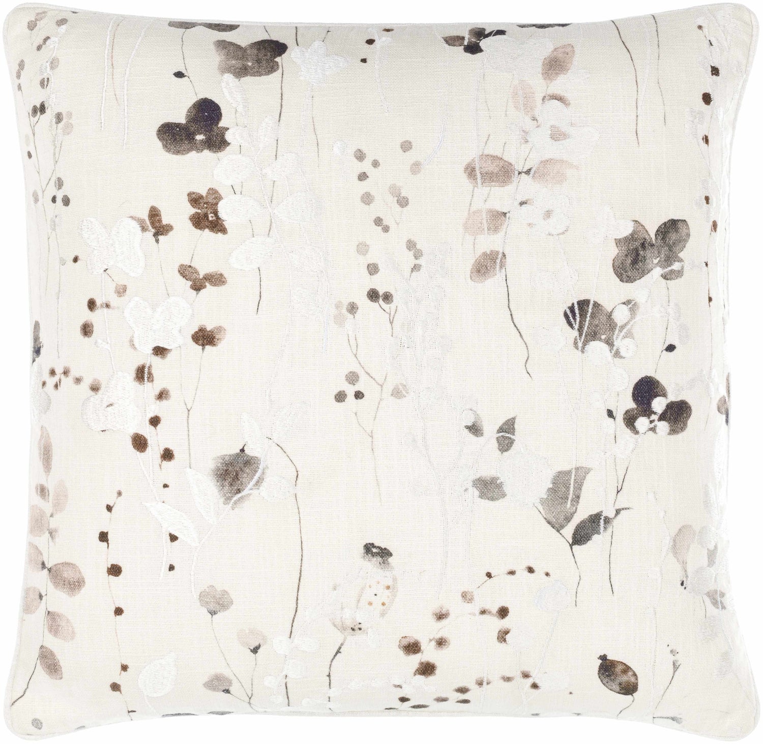 Florent Ivory Traditional Floral Pattern Updated Traditional Cotton Accent Pillow