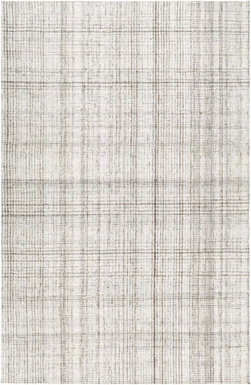 Close up of the Jezel Beige Area Rug, a hand woven rug with a subtle brown plaid pattern. Design-Rectangle-576