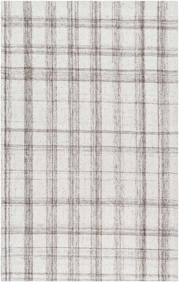 Close-up of the Leeba Beige Plaid Area Rug showing its woven texture and neutral farmhouse pattern. Design-Rectangle-576