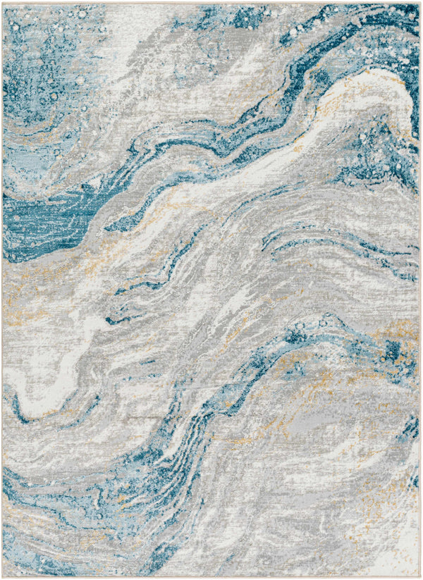 Tess Silver Blue Marble Area Rug