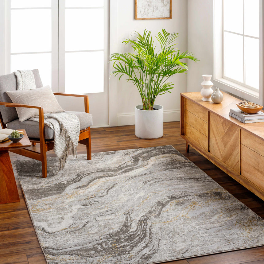Tess Gray & Brown Marble Area Rug - Clearance