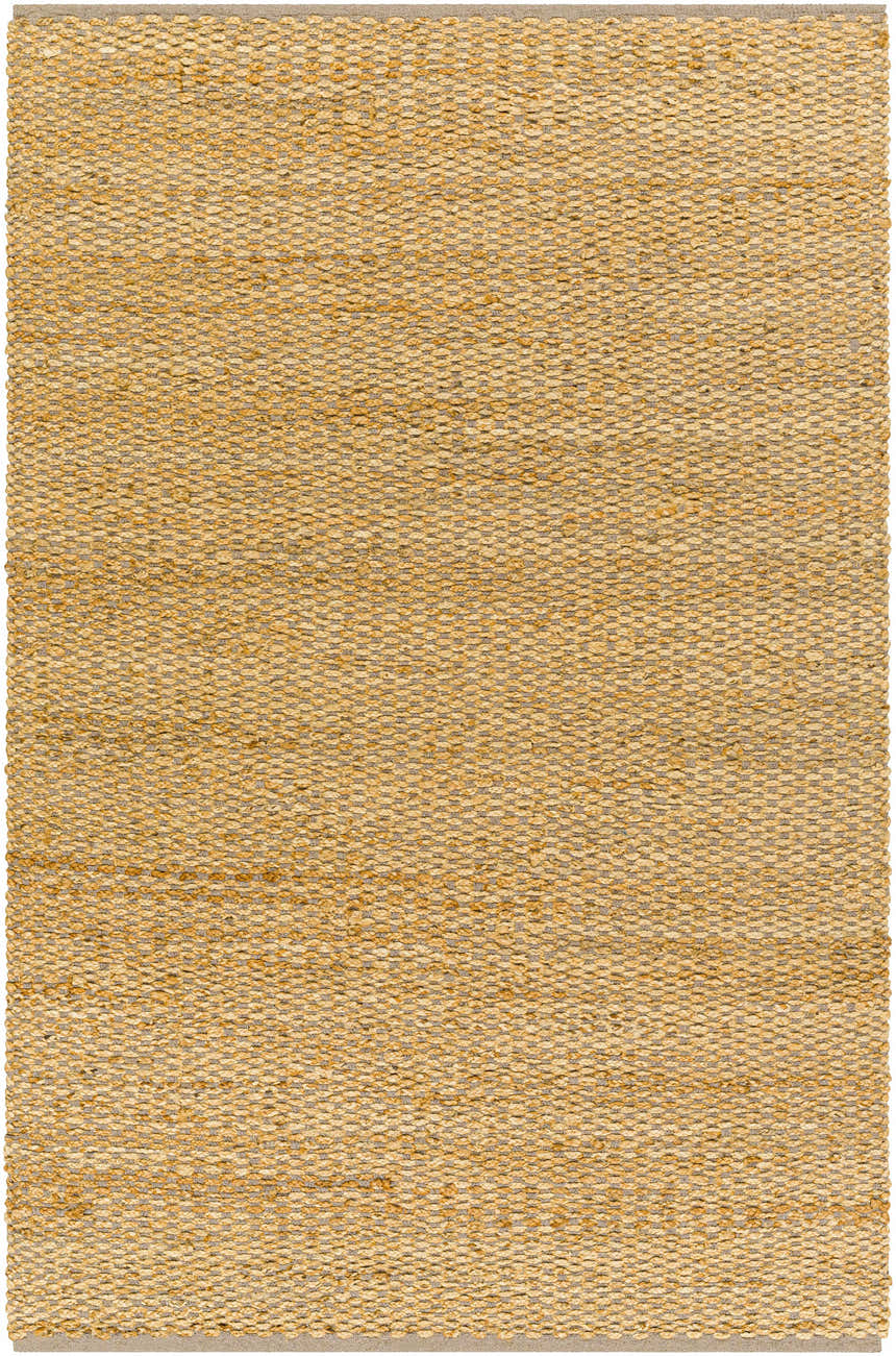 Close-up of the Doris Beige Area Rug showing its hand-woven jute and cotton texture and camel color. Design-Rectangle-58