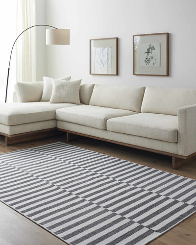 Melva Black & White Striped Area Rug