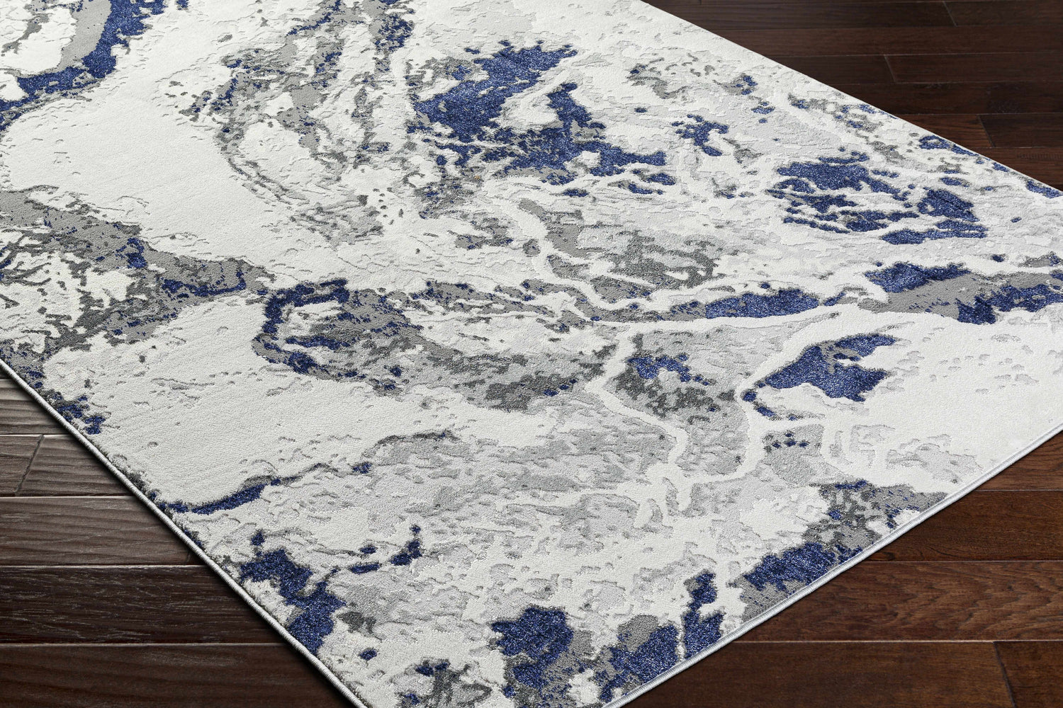Kaleo Gray & Blue Marble Area Rug - Clearance
