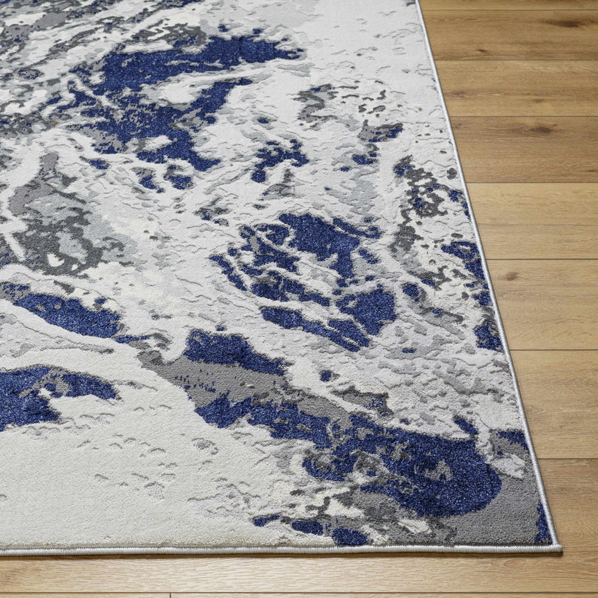Kaleo Gray & Blue Marble Area Rug - Clearance