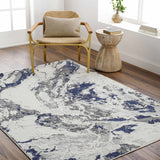 Kaleo Gray & Blue Marble Area Rug - Clearance