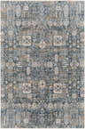 Detailed Stacyville Luxe Fringe Rug featuring a traditional design in blue, gray, camel, and white tones. Design-Rectangle-575
