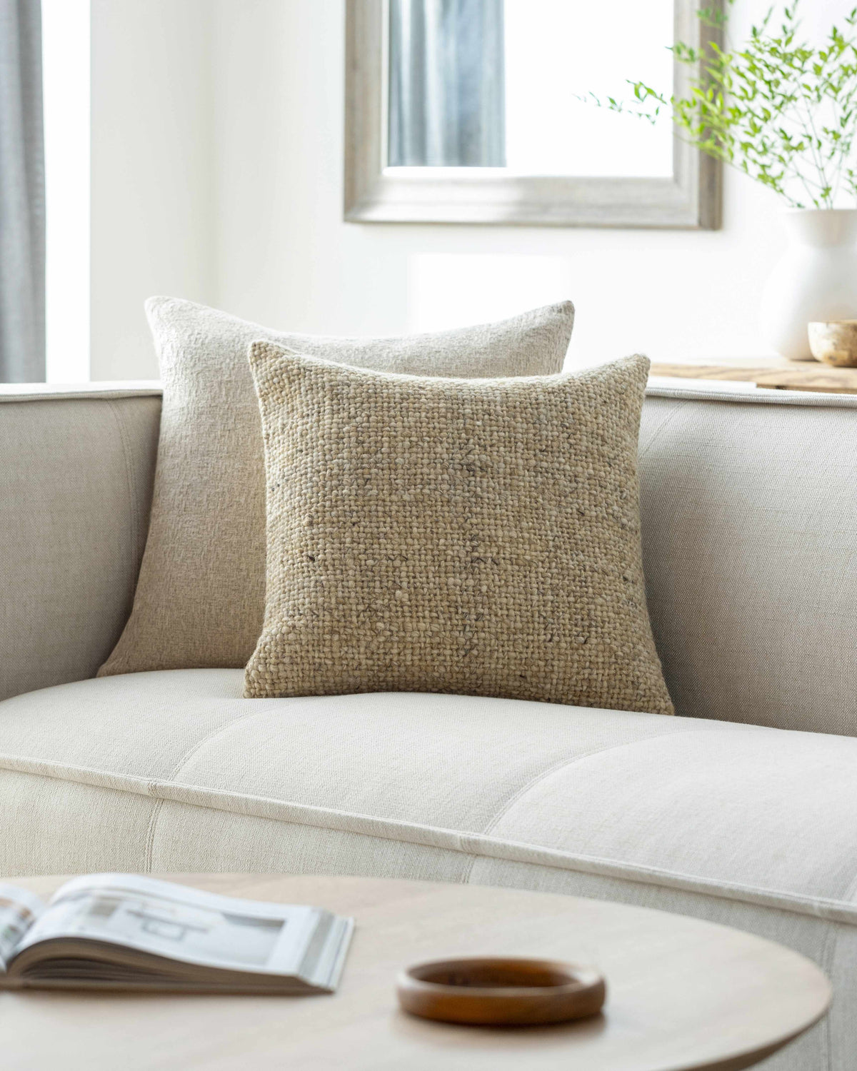 Shana Beige Throw Pillow - Clearance