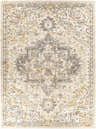 Close-up of the Stockwell Thick Luxe Rug, showcasing its traditional ivory, gray, and gold ornate pattern and plush texture. Design-Rectangle-710103