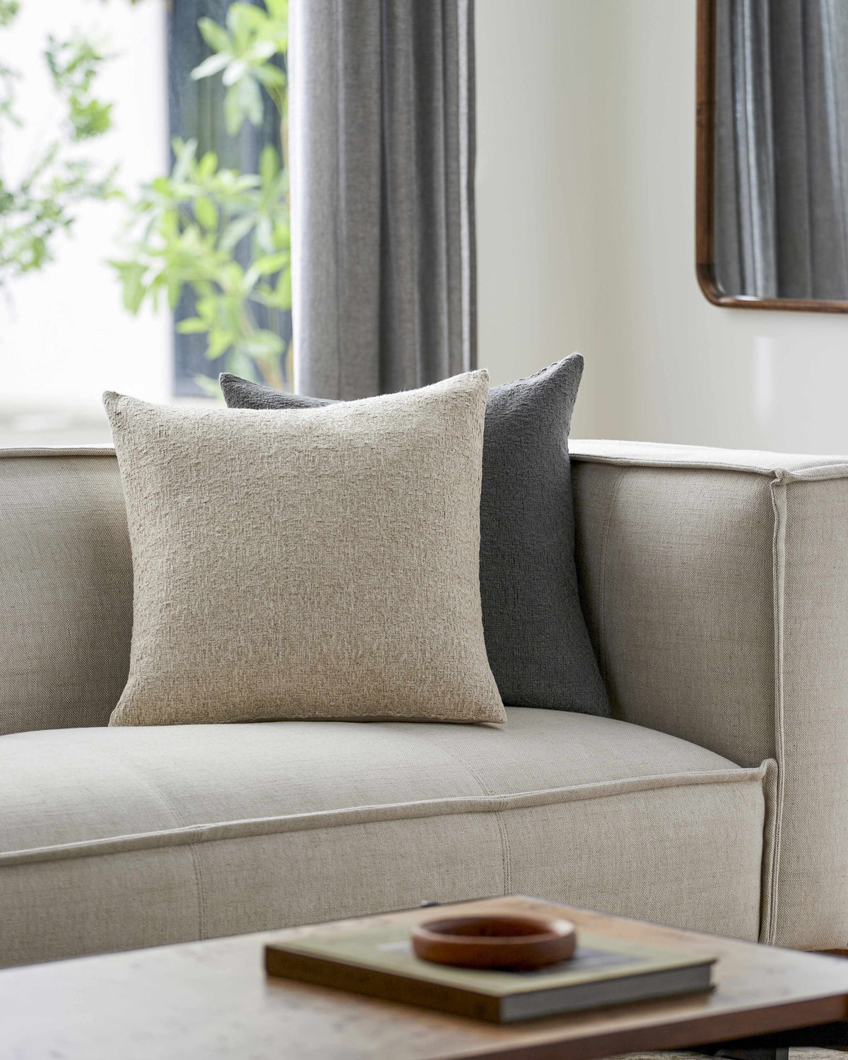 Salas Beige Throw Pillow