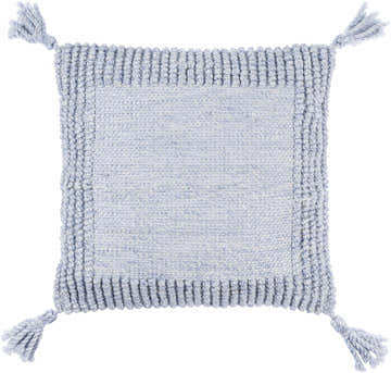 Aerin Pale Blue Linear Pattern Modern Recycled PET Yarn Outdoor Accent Pillow - Clearance