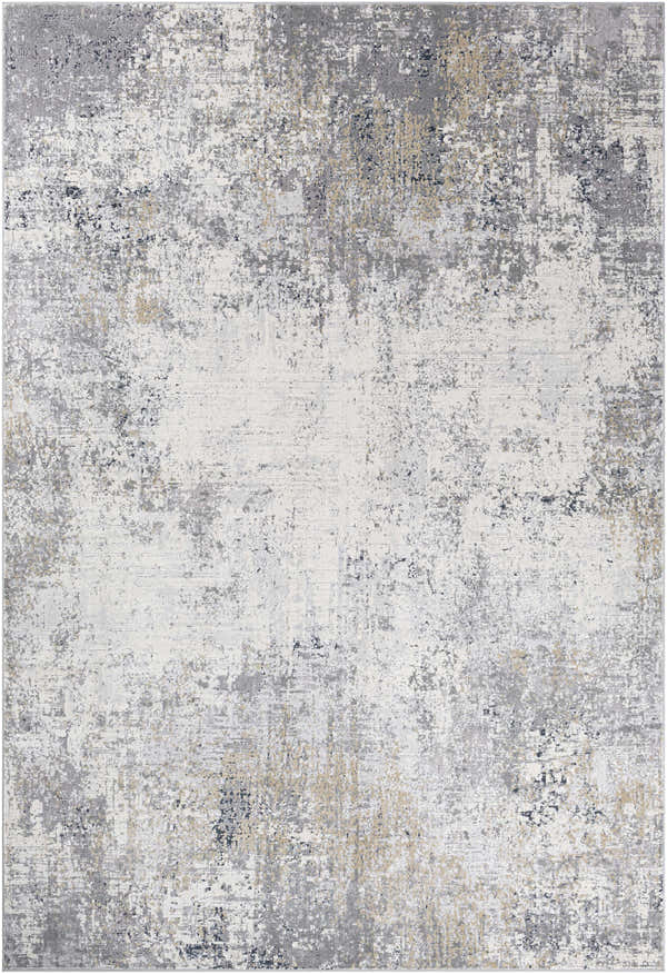 Close-up of Standlake Textured Luxe Area Rug. Contemporary style rug in charcoal, cream, gray, and tan. Abstract pattern. Design-Rectangle-6796