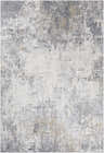 Close-up of Standlake Textured Luxe Area Rug. Contemporary style rug in charcoal, cream, gray, and tan. Abstract pattern. Design-Rectangle-6796