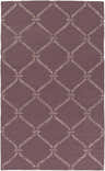 Close-up of the Stroudsburg Area Carpet Area Rug. Mauve rug with a light gray trellis pattern. Hand woven wool rug. Design-Rectangle-576