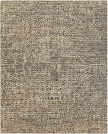 Close-up of the Streatley Area Rug, a hand-knotted rug with beige, gray, and black contemporary design. Design-Rectangle-810