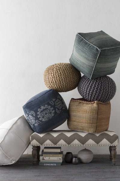 Issenheim Gray Cotton Pouf