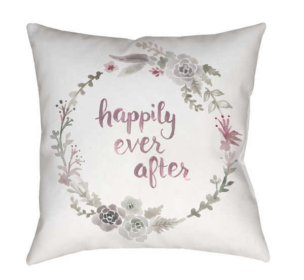 Happily Ever After White Outdoor Throw Pillow