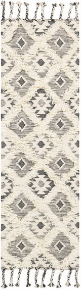 Sultan Charcoal/Beige Tribal Tassel Wool Rug - Clearance