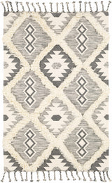 Sultan Charcoal/Beige Tribal Tassel Wool Rug - Clearance