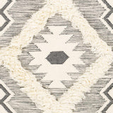 Sultan Charcoal/Beige Tribal Tassel Wool Rug - Clearance