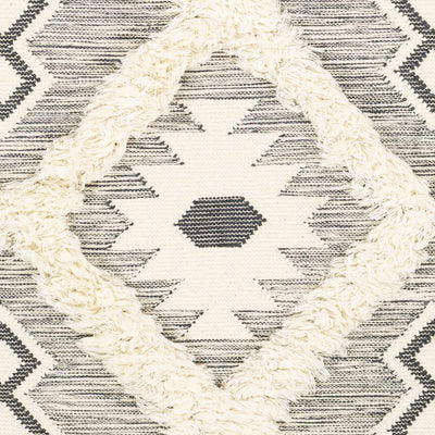 Sultan Charcoal/Beige Tribal Tassel Wool Rug - Clearance