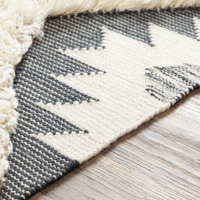 Sultan Charcoal/Beige Tribal Tassel Wool Rug - Clearance