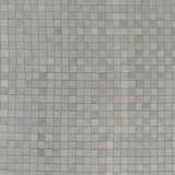 Close-up of the Sunburst Area Rug. Gray, hand-woven leather squares create a contemporary, textured pattern. Swatch