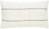 Iverra Ivory Soft Textured Woven Cottage Country Cotton Lumbar Pillow - Clearance