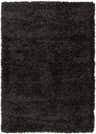 Close-up of the Black Allon Area Rug, a soft, textured shag rug in dark black and gray tones. Design-Rectangle-537