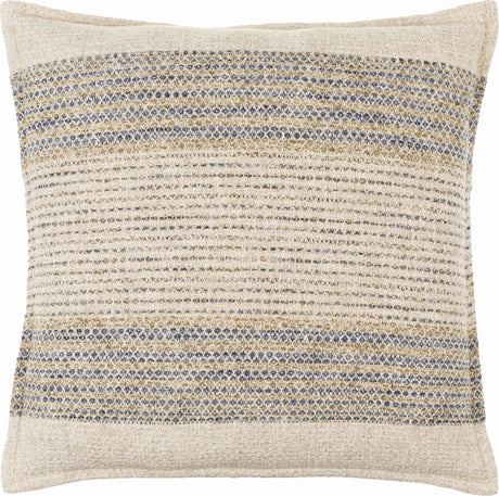 Eldin Beige Textured Weave Cottage Cotton Accent Pillow