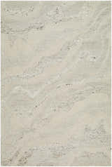 Close-up of the Siani Cream Wool Area Rug showing its ash and silver gray tones and hand-tufted texture. Design-Rectangle-576