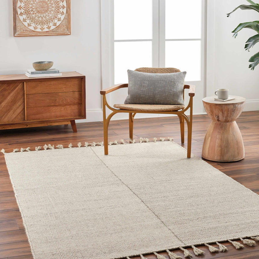 Abhay Beige Wool Area Rug - Clearance