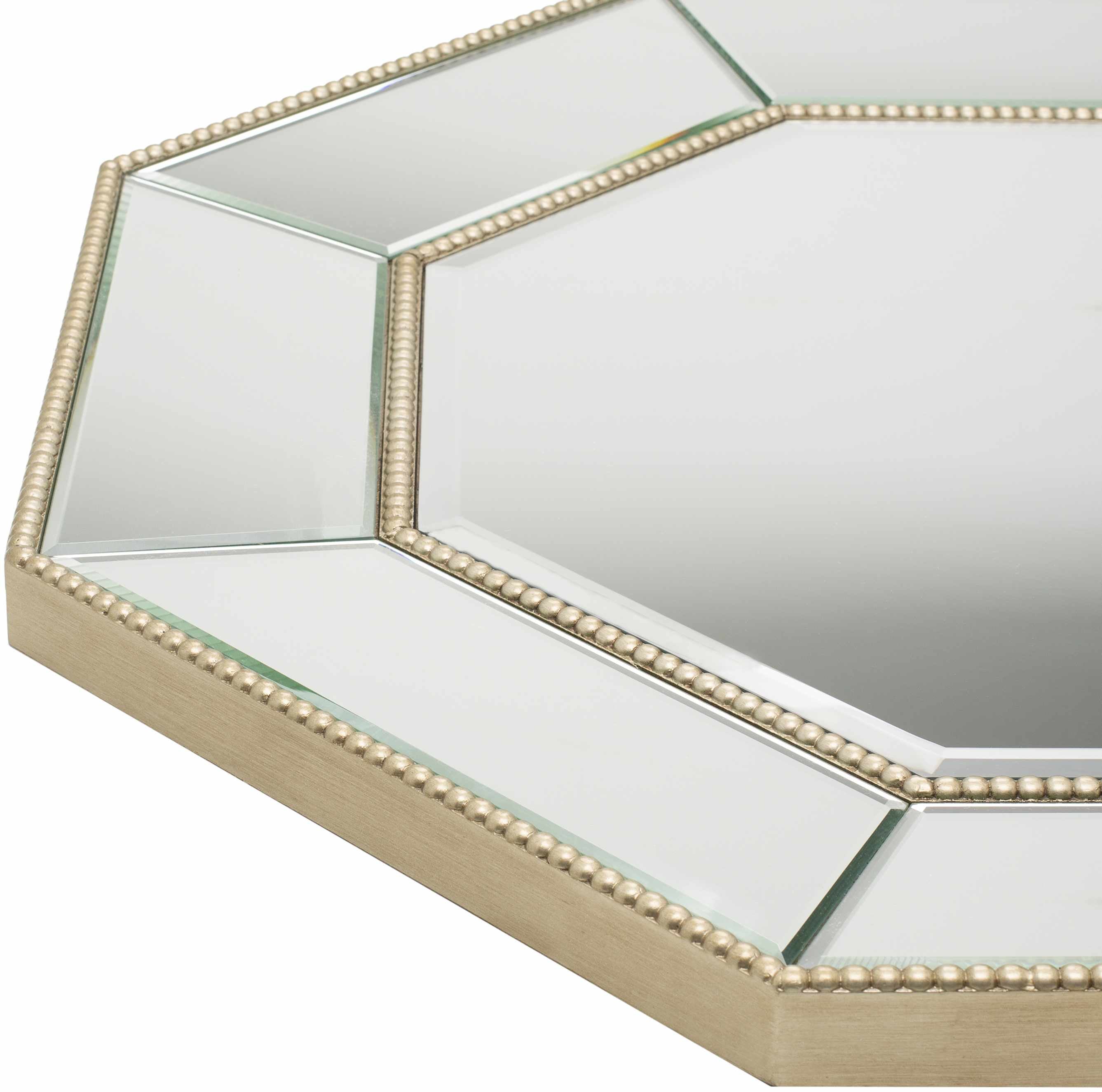 Straight-on shot of Swellendam Gold Octagonal Mirror, providing a full look at the design. Traditional MirrorsBacking  