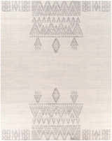 Wakita Light Gray Tribal Rug featuring a geometric, diamond, and triangle pattern in light and medium gray tones. Design-Rectangle-71010