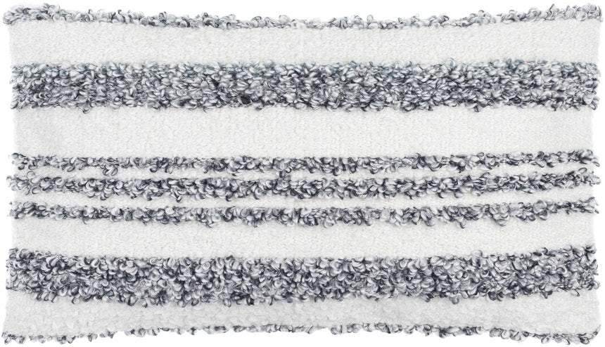 Strivo Off White Horizontal Stripe Modern Polyester Lumbar Pillow
