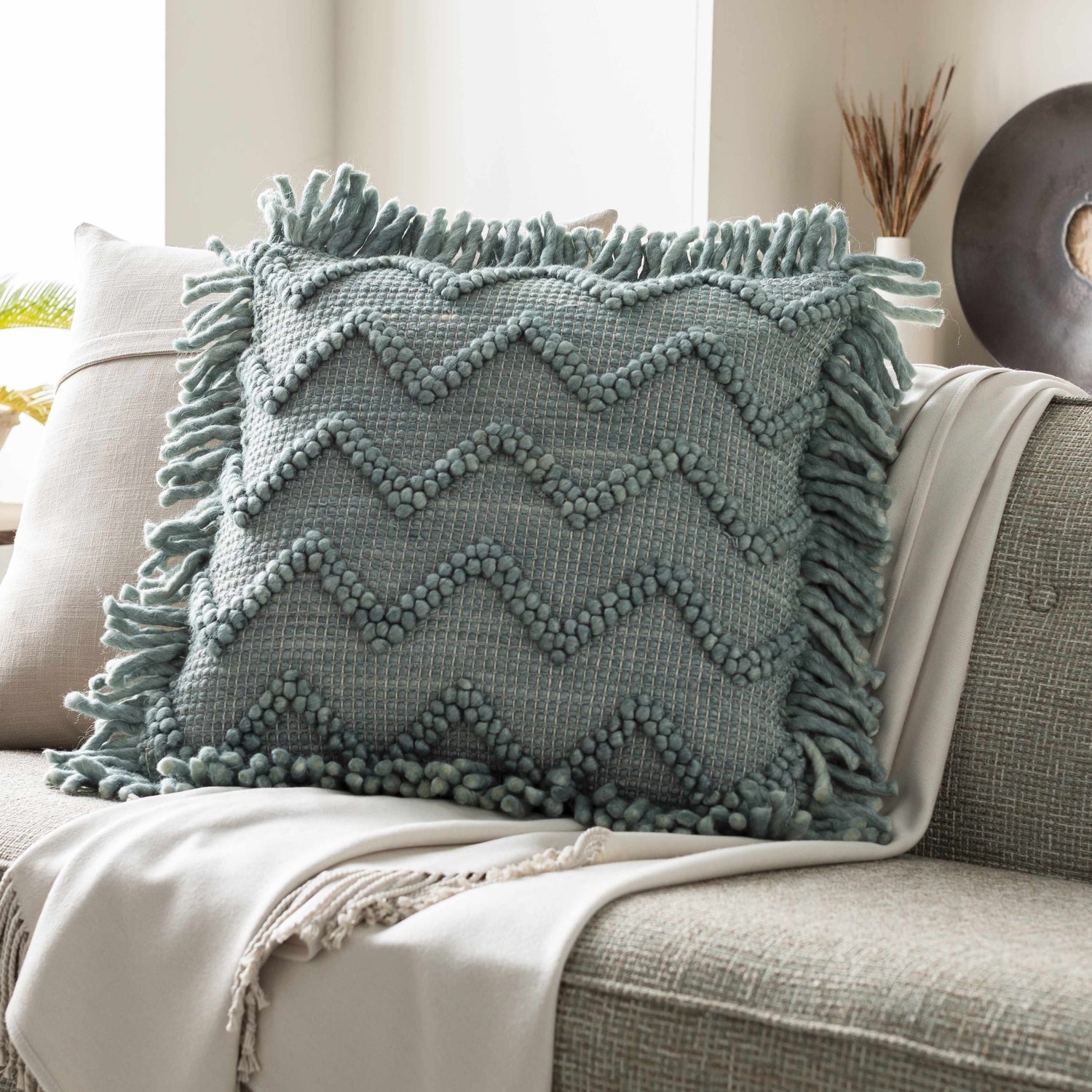 Talibon Pale Blue Square Throw Pillow - Clearance