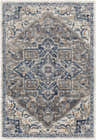 Detailed close-up of the Taligaman Thick Luxe Rug, showcasing its traditional blue, cream, and gray oriental pattern. Design-Rectangle-5373